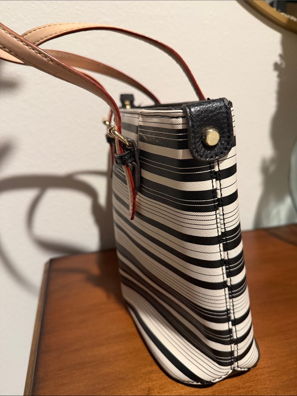 Anne Klein Striped Tote Bag with Pink Handles - Women Bags - Picture 4 of 10